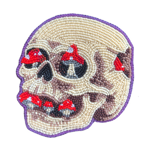 skull with mushrooms sticker to